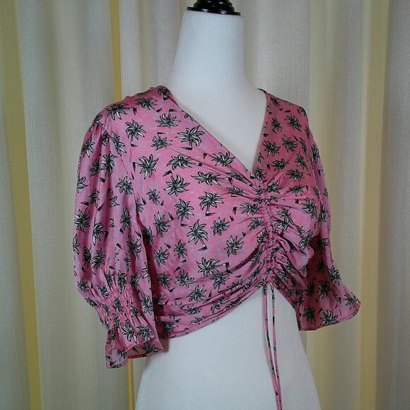 Maje Ruched Palm Print Crop Top in Size XS - Picture 7 of 7